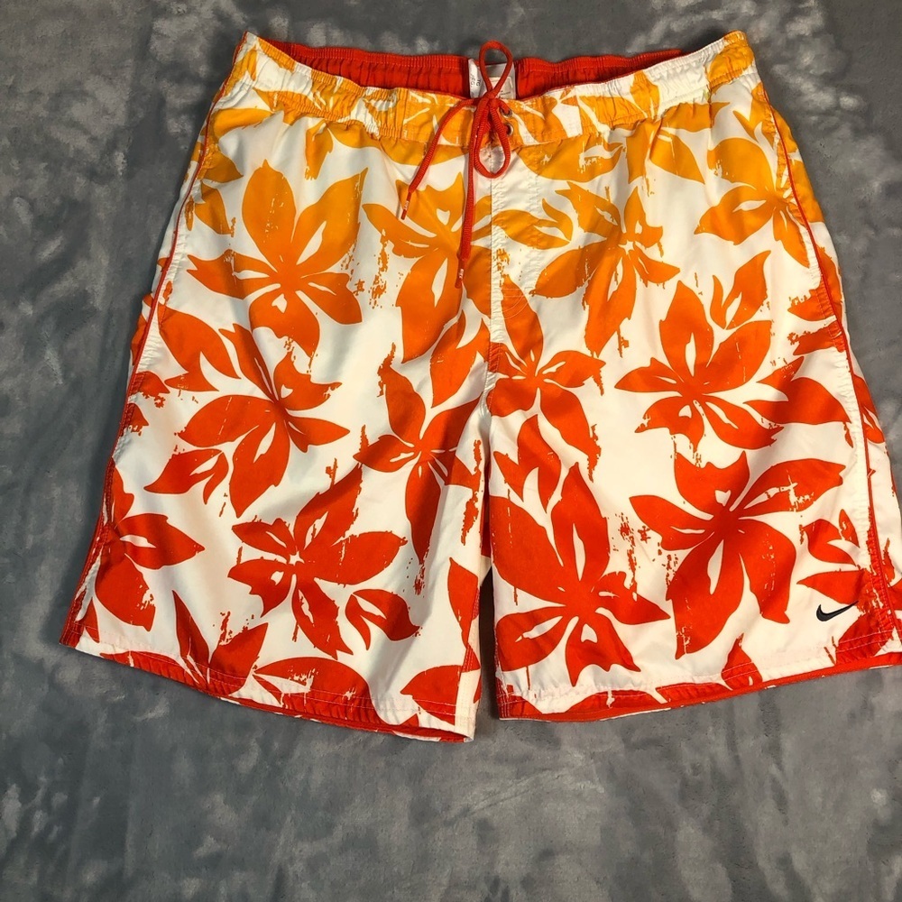 Nike Men's Swim Trunks Orange/Yellow/White Size XL
